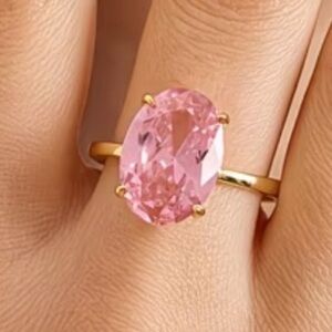 Elegant Pink Oval Gemstone Ring